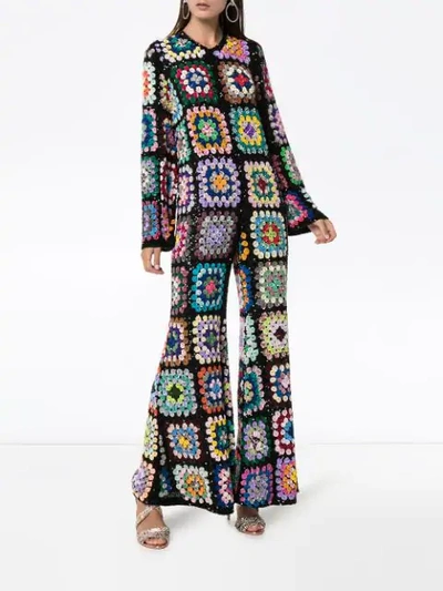 Shop Ashish Sequin-embellished Crochet Jumpsuit  In Multicolour