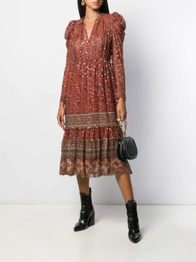 Shop Ulla Johnson Printed Midi Dress In Brick Bri