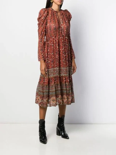 Shop Ulla Johnson Printed Midi Dress In Brick Bri