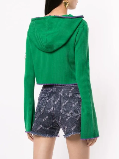 Shop Ground Zero Hooded Cropped Jumper In Green