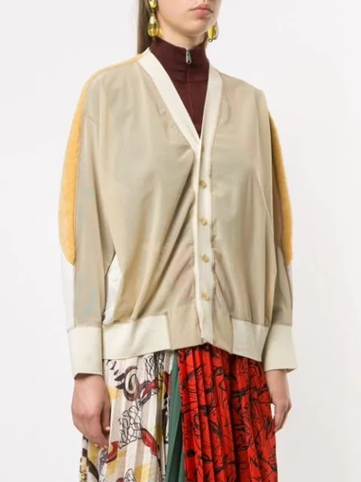 Shop Toga Panelled Cardigan In Brown