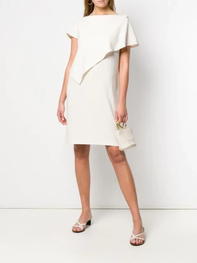 Shop Etro Asymmetric Draped Dress In Neutrals