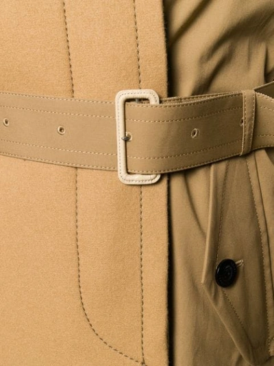 Shop Sacai Belted Trench Coat In Neutrals