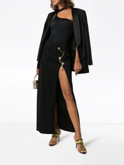 Shop Versace Safety Pin Maxi Skirt In Black