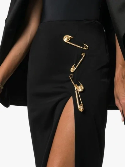 Shop Versace Safety Pin Maxi Skirt In Black