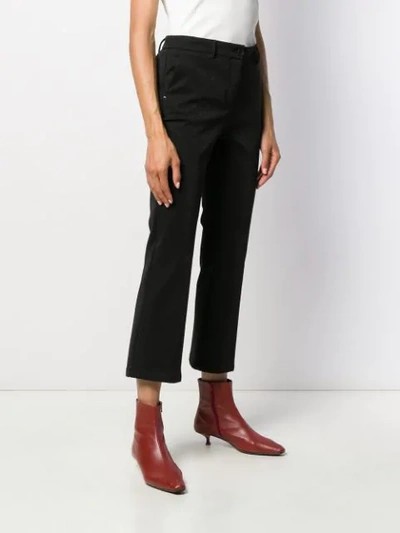 Shop White Sand Cropped Tailored Trousers In Black
