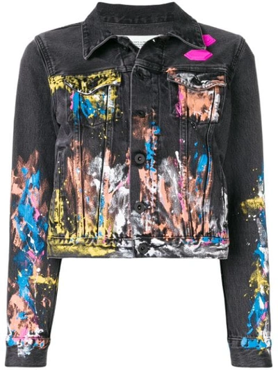 Shop Off-white Splash Paint Denim Jacket In Black