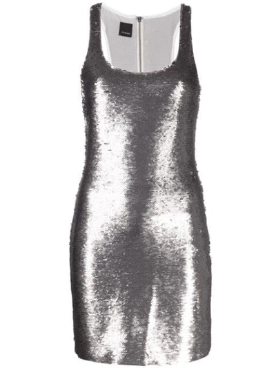 Shop Pinko Embellished Mini Dress In Grey