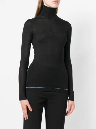 Shop Prada Ribbed Turtle Neck Sweater In Black