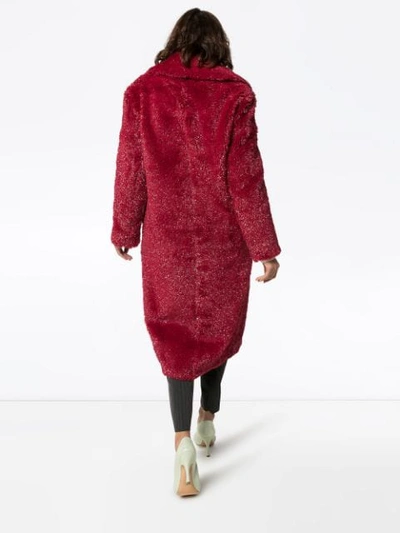 Shop Vika Gazinskaya Faux Fur Long Coat In Red
