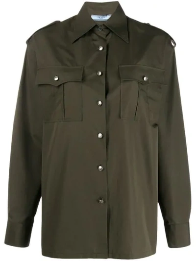 Shop Prada Military Shirt In F0334 Mimetico