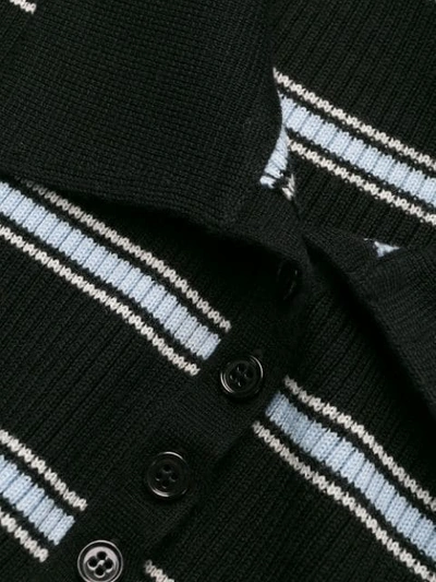 Shop Alexa Chung Striped Polo Shirt In 1061 Black Ivory Light Blue