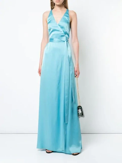 Shop Diane Von Furstenberg Wrap Front Gown In Blue
