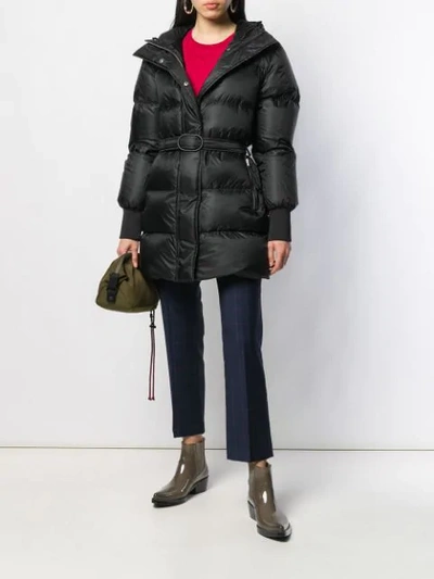 Shop Kenzo Belted Padded Coat In Black