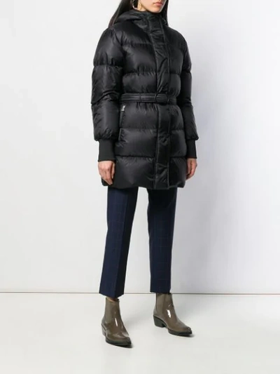 Shop Kenzo Belted Padded Coat In Black