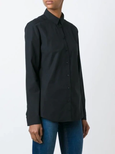Shop Burberry Check Detail Stretch-cotton Shirt In Black