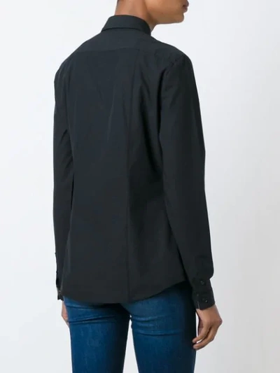 Shop Burberry Check Detail Stretch-cotton Shirt In Black