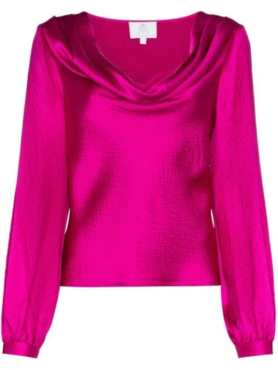 Shop Rebecca De Ravenel Cowl-neck Blouse In Pink