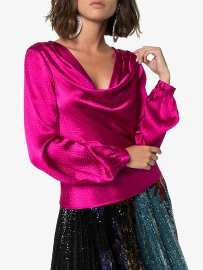 Shop Rebecca De Ravenel Cowl-neck Blouse In Pink