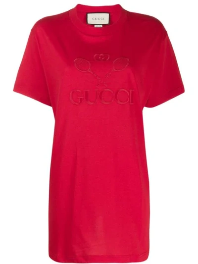 Shop Gucci Tennis"-logo In Red