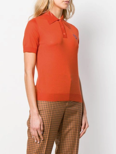 Shop Prada Pet Logo Polo Shirt In Orange