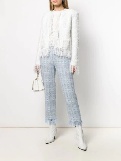 BALMAIN TWEED CROPPED TROUSERS - 蓝色