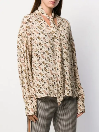 Shop Sandro Cowboy Boot Print Shirt In Neutrals