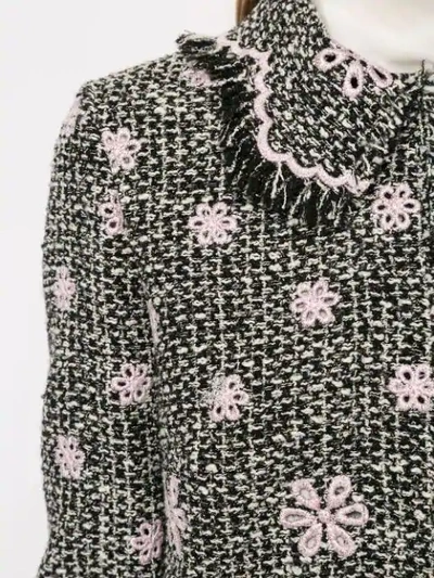 Shop Giambattista Valli Floral Fringe Jacket In Black