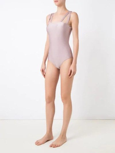 Shop Adriana Degreas Double Strap One-piece Swimsuit In Neutrals