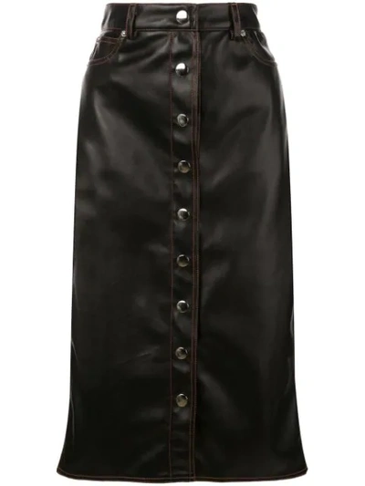 Shop Proenza Schouler Pswl Buttoned Midi Skirt In Black
