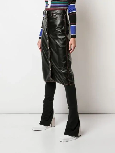 Shop Proenza Schouler Pswl Buttoned Midi Skirt In Black