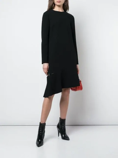 Shop Tibi Shift Dress With Detached Hem In Black