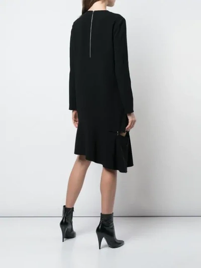 Shop Tibi Shift Dress With Detached Hem In Black