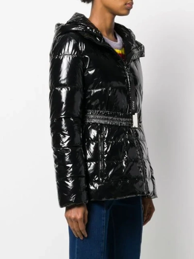 Shop Pinko Belted Puffer Jacket In Black