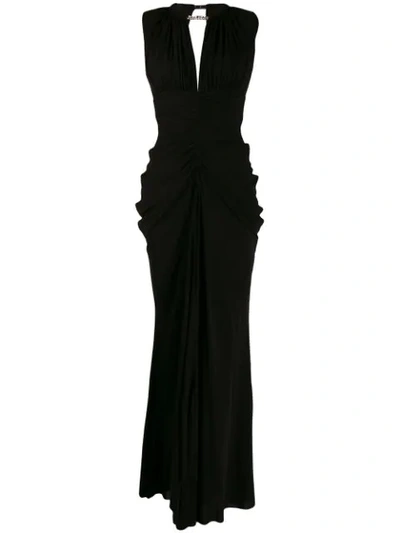 Shop Alexander Mcqueen Pleated Waist Dress In 1000 Black