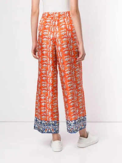 Shop Escada Twila Print Cropped Trousers In Orange