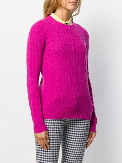 Shop Polo Ralph Lauren Classic Cable Knit Jumper In 62 Pink