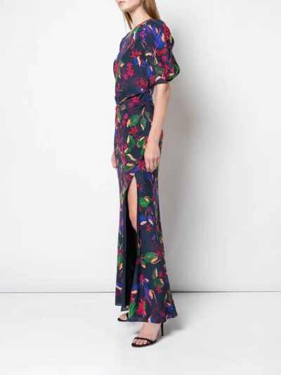 Shop Saloni Floral Print Maxi Dress In Blue