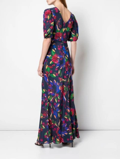 Shop Saloni Floral Print Maxi Dress In Blue