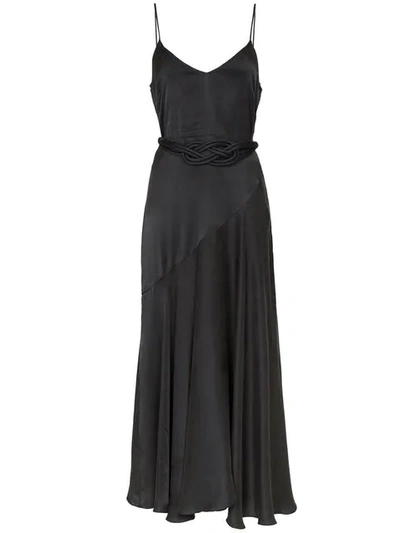 Shop Mara Hoffman Nina Woven-belt Satin Maxi Dress In Black