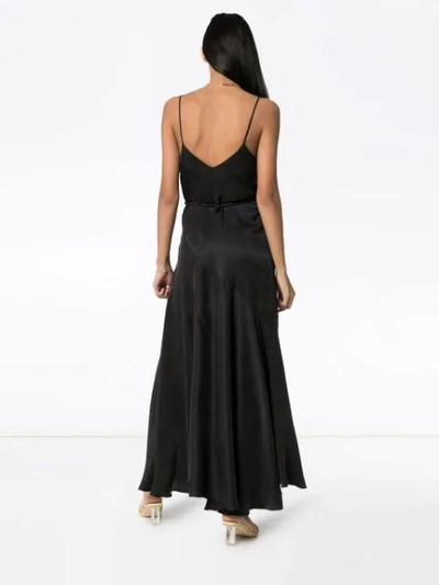 Shop Mara Hoffman Nina Woven-belt Satin Maxi Dress In Black