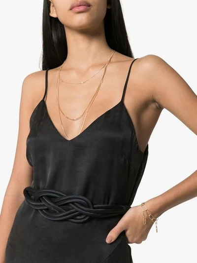 Shop Mara Hoffman Nina Woven-belt Satin Maxi Dress In Black