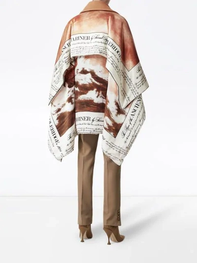 Shop Burberry Mariner Print Blanket Detail Technical Wool Pea Coat In Brown