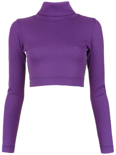 Shop À La Garçonne Branded Cropped Top - Purple