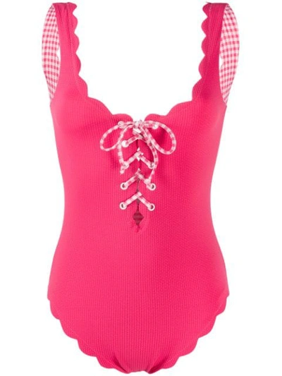 Shop Marysia Lace-up One-piece Swimsuit In Pink