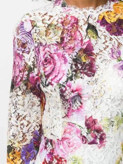 Shop Dolce & Gabbana Floral Midi Dress In White