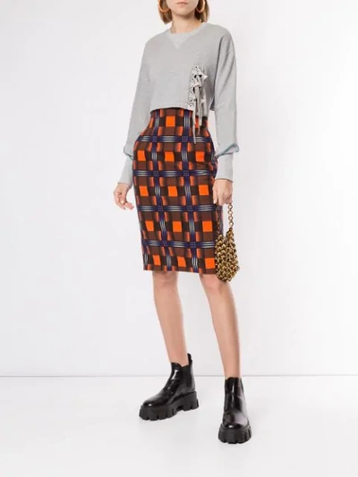 Shop Facetasm High Waisted Pencil Skirt In Orange