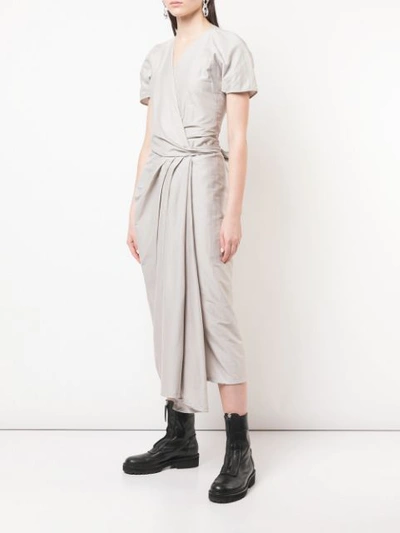 Shop Rick Owens Short Sleeved Limo Dress In Neutrals