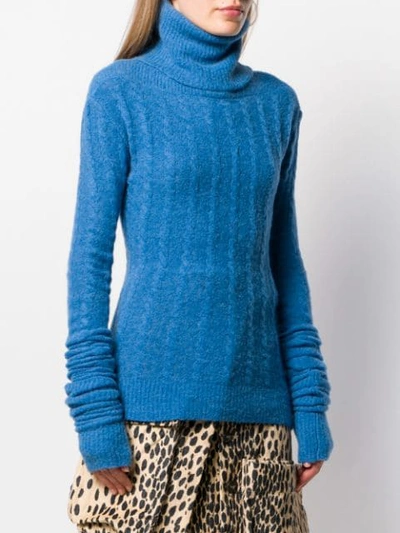 Shop Jacquemus Sofia Ribbed Roll-neck Sweater In Blue