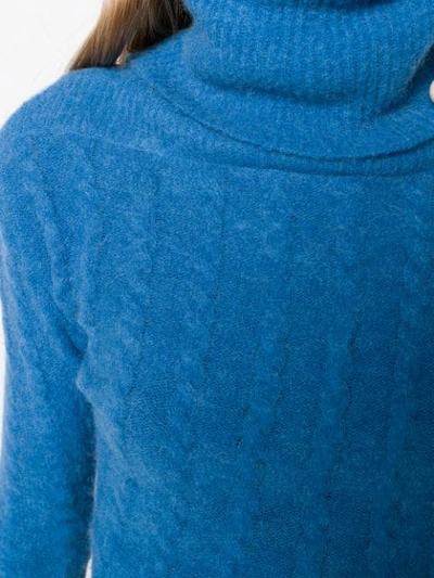 Shop Jacquemus Sofia Ribbed Roll-neck Sweater In Blue